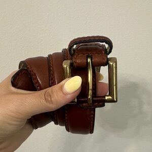 Vera Pelle Chestnut Brown Leather Belt with Brass Buckle